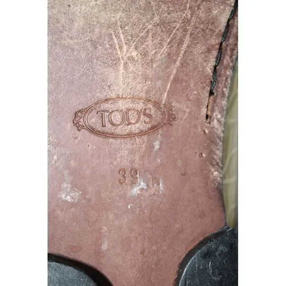 Tods Womens Leather Animal Print Apron Toe Slip-On Loafers Yellow Size EUR39 - Picture 5 of 5